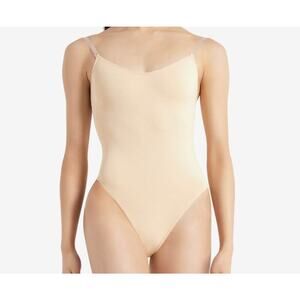 CAPEZIO Nude Leotard with Clear Adjustable Straps Ballet Jazz Dance Adult size L